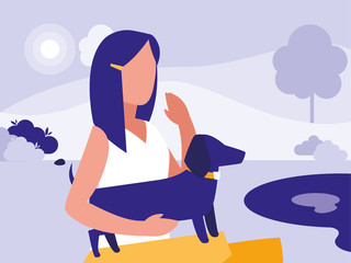 Woman in park vector design