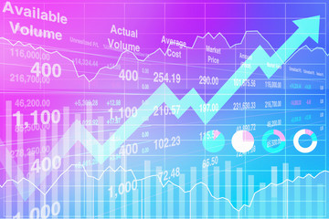 Illustration background of business presentation report with graph and chart in modern style.