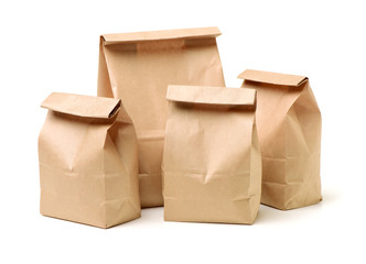 Paper bags on white background