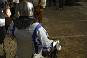 Knights are fighting on the battlefield during the festival 