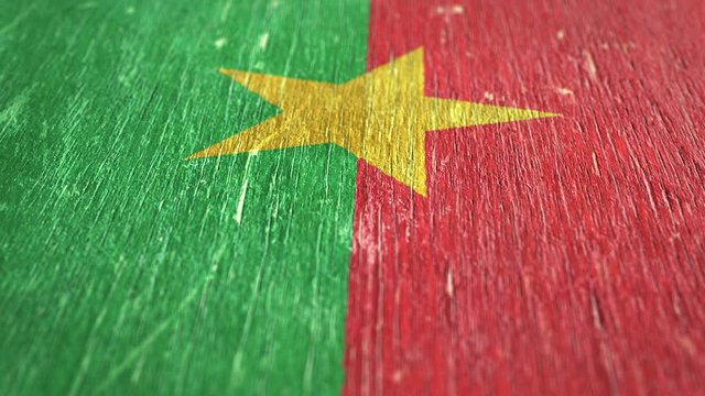Flag Of Burkina Faso. Detail On Wood, Shallow Depth Of Field, Seamless Loop. High-Quality Animation. Ideal For Your Country / Travel / Political Related Projects. 1080p, 60fps.