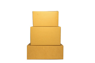 close up of a cardboard box on white background 3 sizes