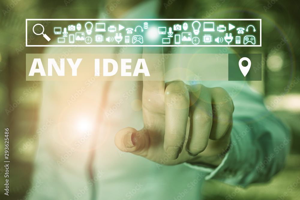 Aufkleber word writing text any idea. business photo showcasing asking showing if they have thoughts about cas