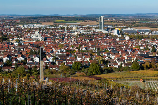 aerial cityscape of Fellbach, Germany