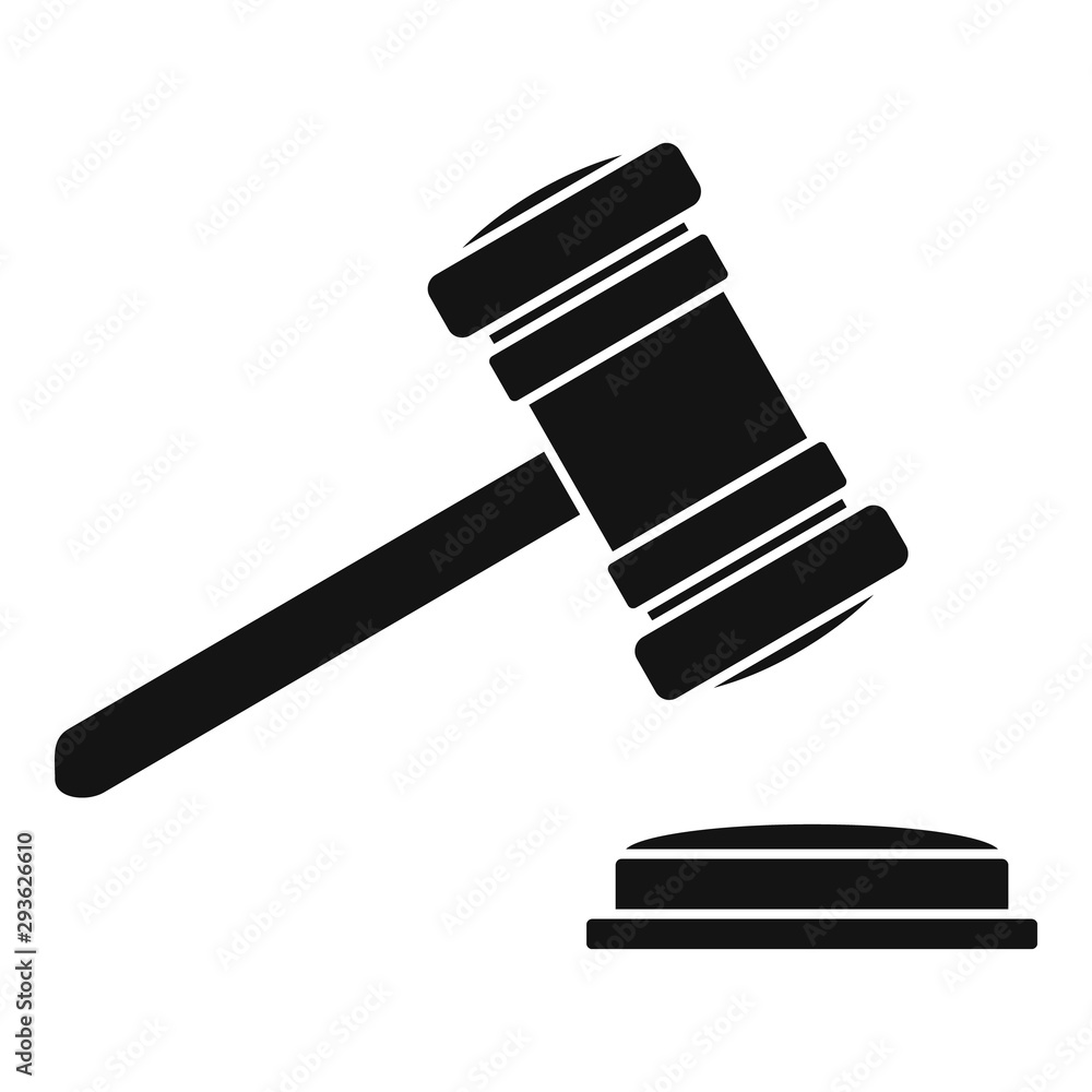 Poster judge gavel icon. simple illustration of judge gavel vector icon for web design isolated on white ba
