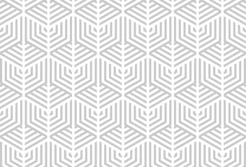  Abstract geometrisch patroon met strepen, lijnen. Naadloze vectorachtergrond. Wit en grijs ornament. Eenvoudig rooster grafisch ontwerp. © ELENA