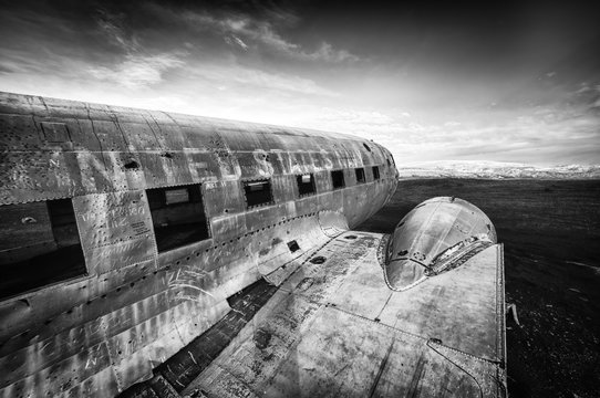 Wreckage of plane crash in S&oacute;lheimasandur, Iceland