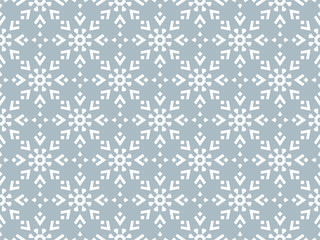 Abstract geometric pattern with lines, snowflakes. A seamless vector background. White and blue texture. Graphic modern pattern