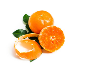 Isolated oranges on white background with copyspace on right side