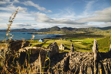 View of Allihies, little village in the Beara Peninsula, Ireland