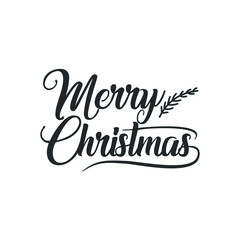 Merry christmas hand drawn lettering banner. Typography emblem. Text calligraphy inscription card design. Winter holiday poster template. Wishing handwritten postcard