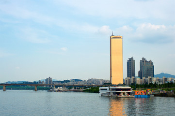 View to 63 building from the Hang river