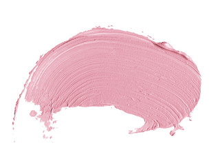 Color correcting concealer smear isolated on white background. Pink corrector cream smudge stroke...