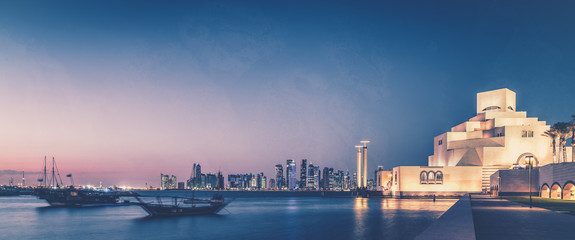 Doha harbour at night