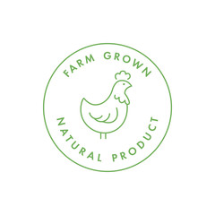 Vector logo, badge or icon for natural farm and healthy products. Symbol of buy local food.