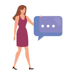 elegant business woman with speech bubble vector illustration design