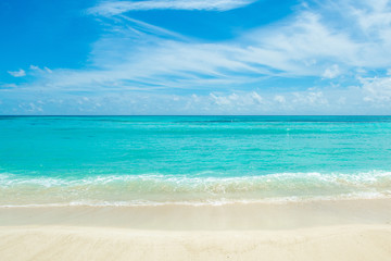 Beautiful landscape of the sandy beach, Maldives island
