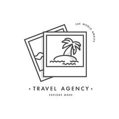 Vector design colorful template logo or emblem - travel agency and different types of tourism. Concep travel icon. Logos in trendy linear style isolated on white background.
