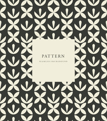 Vector seamless geometric design patten with label template design. Pattern or background for wrapping paper or package and beauty salons. Simply ornament.