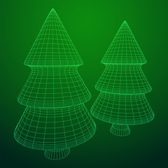 Wireframe A Christmas tree sign mesh