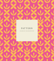 Vector seamless geometric design patten with label template design. Pattern or background for wrapping paper or package and beauty salons. Simply ornament.