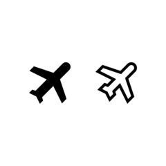 Plane icon vector, solid and outline illustration, isolated on white background