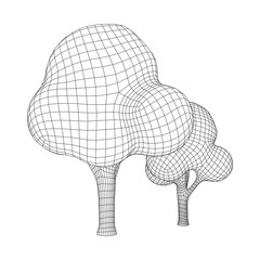Mesh image of trees. Low poly background.