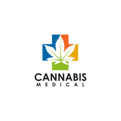 Cannabis leaf logo design vector template