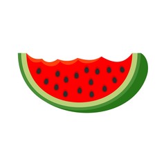 Watermelon bite slice icon. Flat illustration of watermelon bite slice vector icon for web design