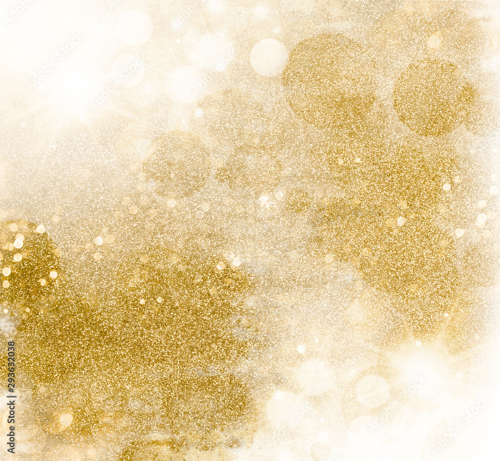 Wall mural golden glittering pattern. festive background of shiny shimmering sparkles