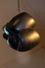 Boxing glove suspended and view from above