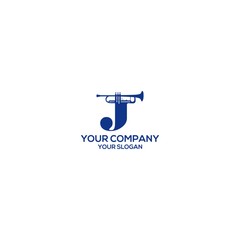 Fototapeta premium J trumpet music logo design vector