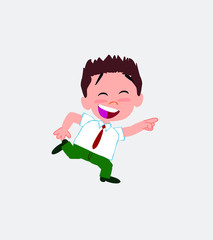 Businessman in casual style running smiling.