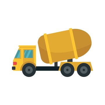 Cement truck icon. Flat illustration of cement truck vector icon for web design
