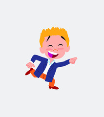 Businessman in casual style running smiling.