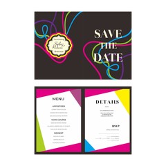 Fototapeta premium line colorful wedding invitation template