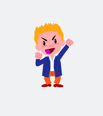 Businessman in casual style cheering enthusiastically.