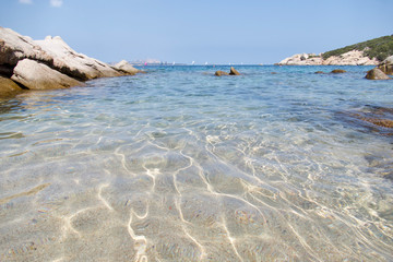 Idyllic beach in The Baja Sardinia, Sardinia Island, Italy. Destinatio scenics.