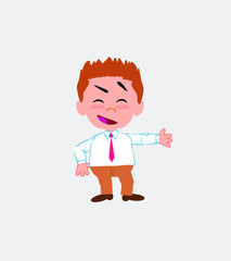 Businessman in casual style showing something in an optimistic and positive attitude.