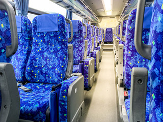 Obraz premium Interior of tourist bus seat.