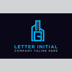 Fototapeta premium Initial concept of the G logo with a building template vector for construction.