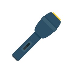 Metallic flashlight icon. Flat illustration of metallic flashlight vector icon for web design