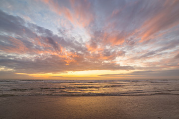 Naklejka na ściany i meble Colorful sunset on the beach of Hoek van Holland 