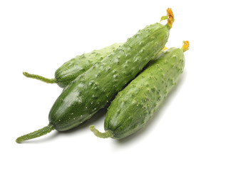 Green cucumber on the white background