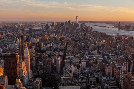 Vistas de Nueva York desde el Empire State al atardecer
