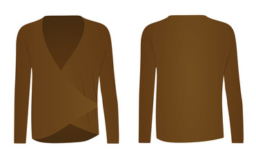Women brown long sleeve shirt. vector illustration
