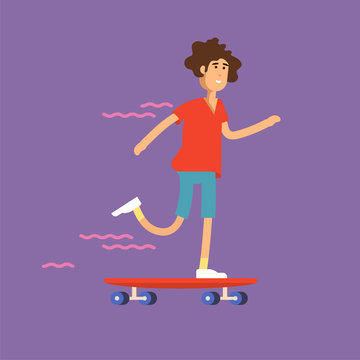 Vector illustration of a girl skateboarder riding a skateboard. Urban female citizen character.