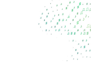 Light Blue, Green vector backdrop with music notes.