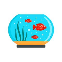 Red fish aquarium icon. Flat illustration of red fish aquarium vector icon for web design