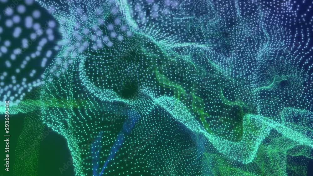 Fototapete Plasma Wireframe Swirl Wave 4K Reality Loop Creative Motion Background. Electric Explosion Energy Ripple 3D Circle Shape Animation.